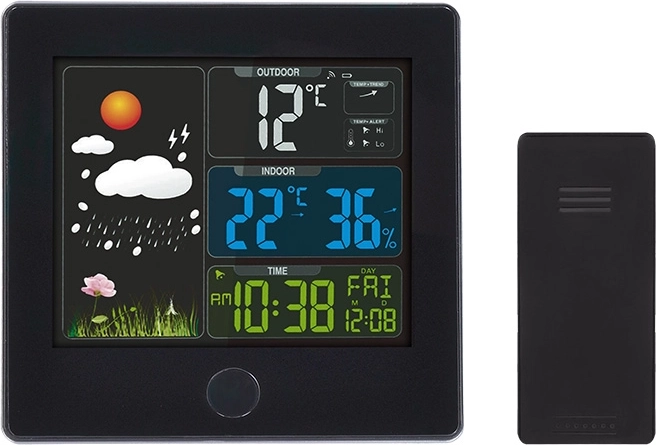 Solight meteostanica s farebným LCD a bezdrôtovým senzorom, čierna