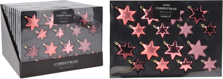 Vianočné ozdoby hviezdy ružové mix 16 ks