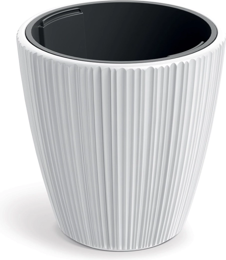 Kvetináč ORO 39 cm biely – moderný plastový kvetináč s vložkou