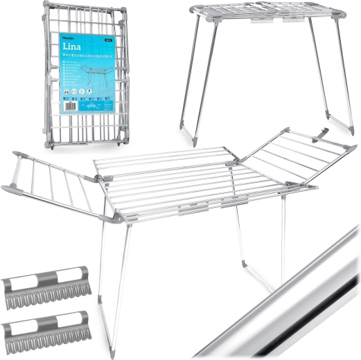 Rozkladací sušiak na bielizeň z nehrdzavejúcej ocele Massido Lina 22 m