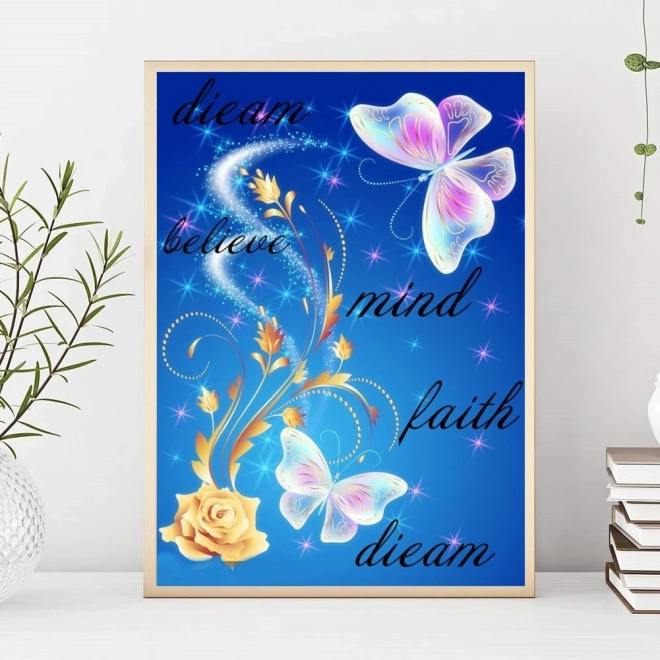 Diamantová výšivka s motívom motýľa 40x50 cm