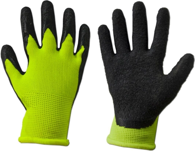 Pracovné rukavice LEMON z polyesteru s latexovým povrchom, veľkosť 6