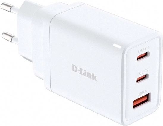 D-Link GaN nabíjačka 65 W, 2× USB-C a 1× USB-A