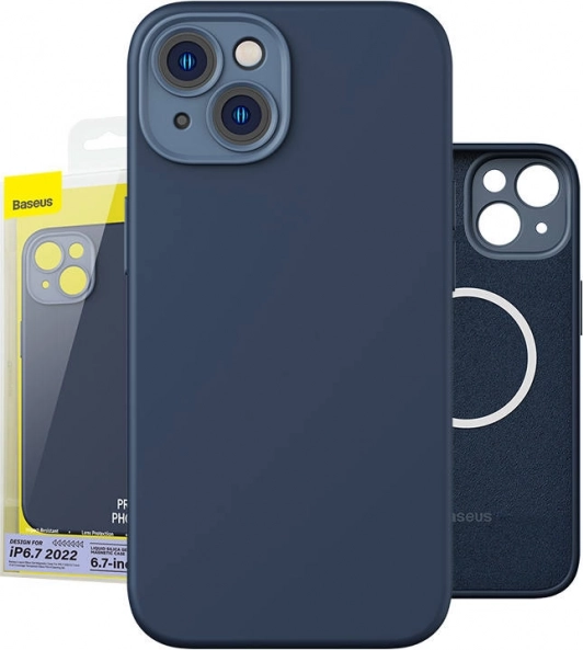 Magnetické puzdro a sada tvrdeného skla pre iPhone 14 Plus - Baseus Liquid Silica modré