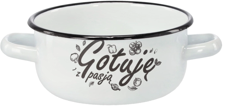 Smaltovaný rajnák s dvoma uškami 1,5 l, 15 cm, biely – Varím s vášňou