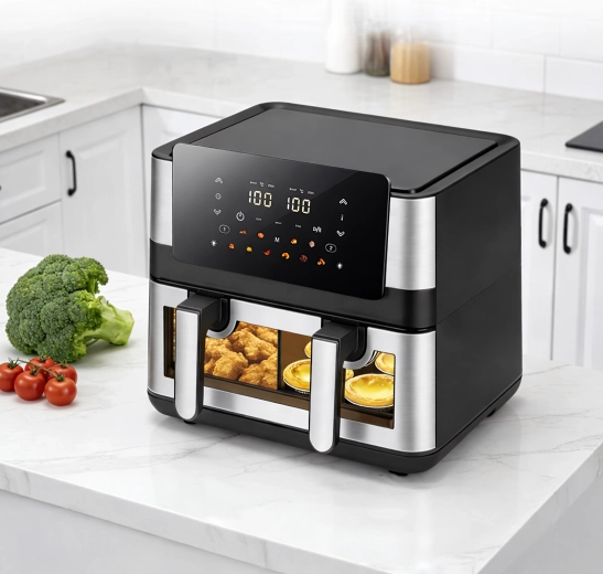 Teplovzdušná fritéza (air fryer) s dvoma košmi 8 l (4+4 l) 2000 W, 12 programov