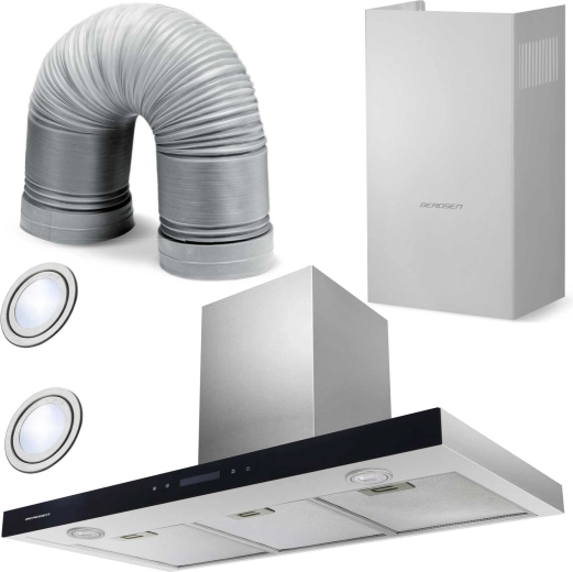 Komínový kuchynský odsávač pár Berdsen 90 cm inox BE-90S