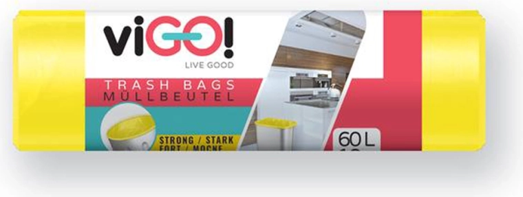 Vrecia na odpad LDPE 60 l žlté 60 × 80 cm (10 ks) VIGO