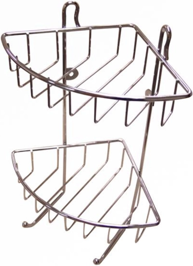 Rohová dvojposchodová kúpeľňová polička, chróm