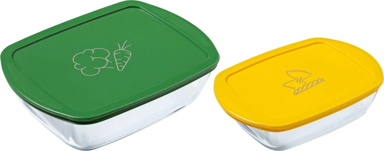 Súprava obdĺžnikových sklenených dóz PYREX 1,2 l a 2,5 l