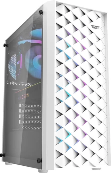 Počítačová skriňa Darkflash DK351, biela, tvrdené sklo a 4 ventilátory