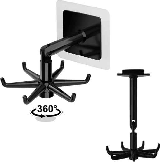 Kuchynský otočný háčik samolepiaci čierny