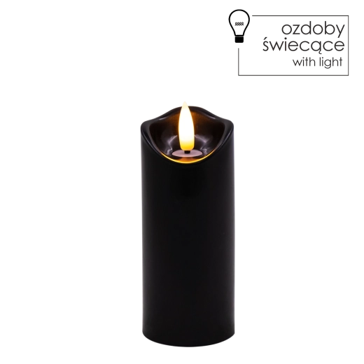 LED sviečka čierna 5 × 12,5 cm s mihotavým plameňom