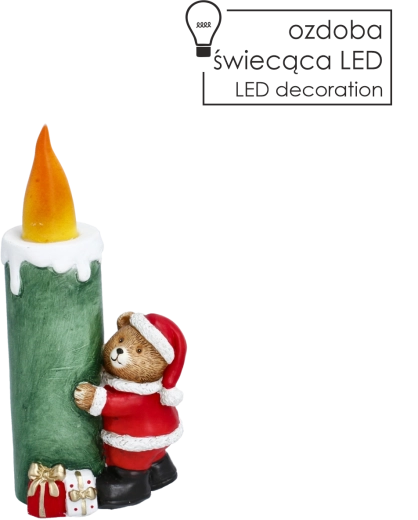 Vianočná LED dekorácia medvedík v kostýme Santa Clausa - 1 kus