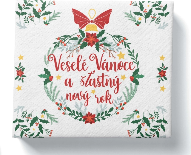 Vianočné servítky Veselé Vianoce, 3-vrstvové, 33 × 33 cm