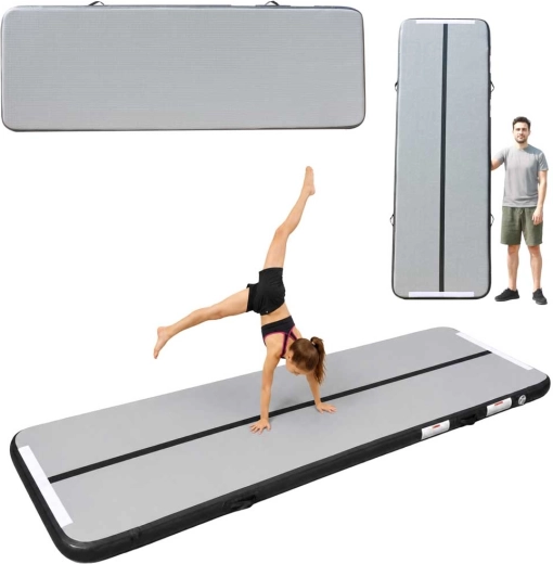 Air track nafukovací gymnastický matrac 300 × 100 × 10 cm, sivý