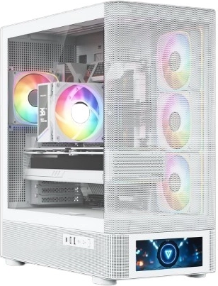 Počítačová skriňa MODECOM Volcano AQ500 ARGB Midi White s LCD displejom