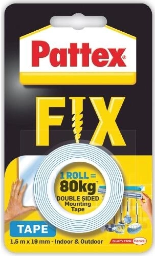 Obojstranná montážna páska PATTEX Super Fix 19 mm × 1,5 m, nosnosť 80 kg