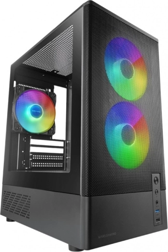 Mars Gaming MC-ONYX čierna microATX skrinka s 3× ARGB ventilátormi
