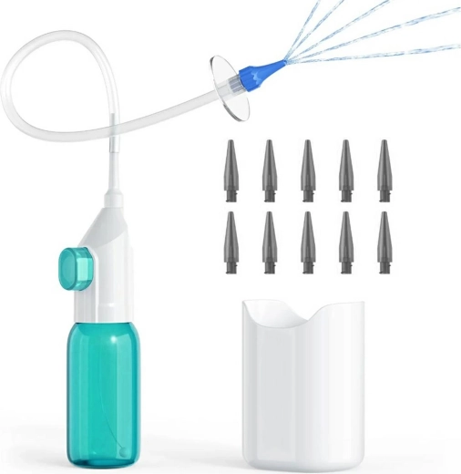 Irigátor na čistenie uší s nádržkou a 10 nadstavcami