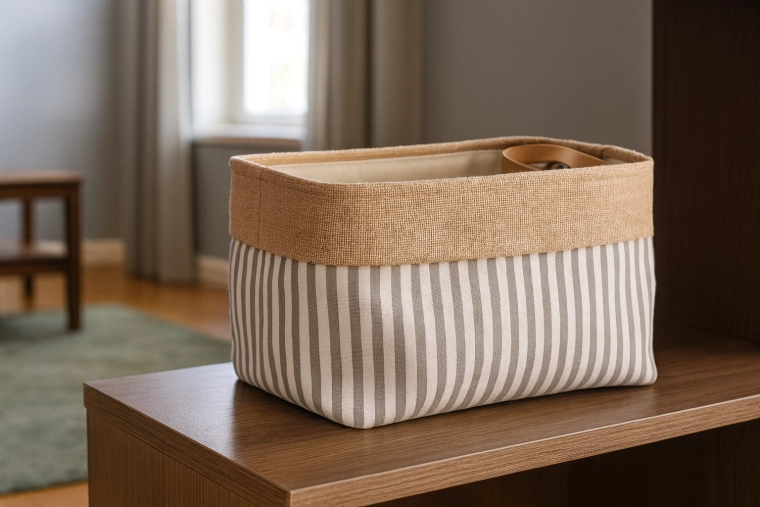 Textilný úložný kôš s prúžkami 25 × 35 × 22 cm