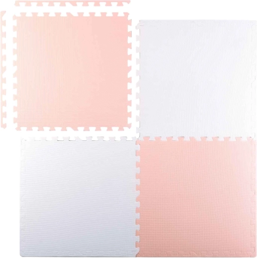 Ricokids penová puzzle podložka 60 × 60 cm, 4 ks (broskyňovo-biela)