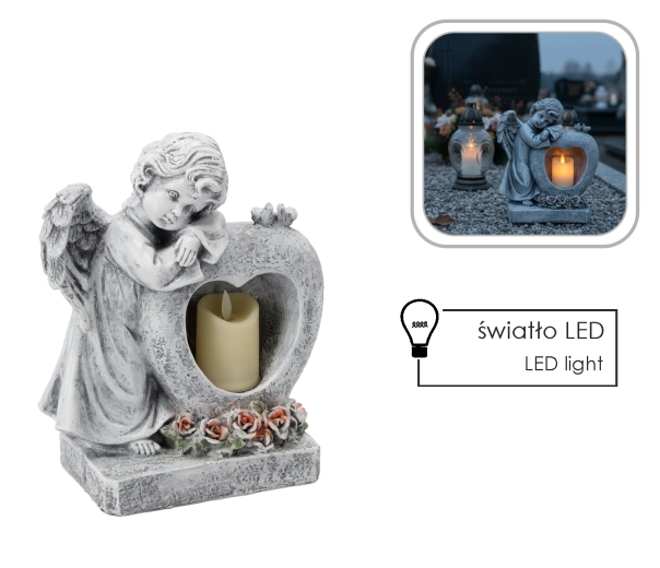 Anjel srdce so sviečkou LED dekorácia