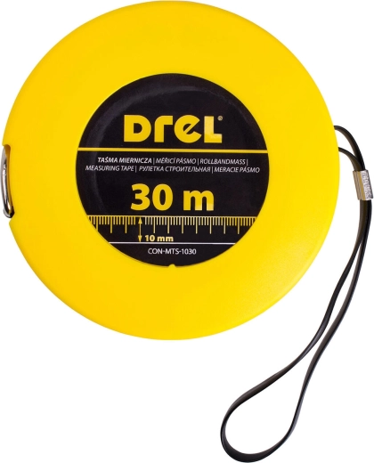 Oceľové meracie pásmo 30 m × 10 mm Drel