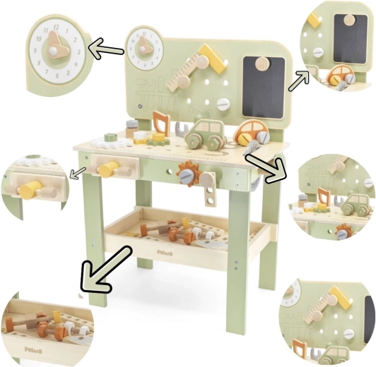 Viga PolarB drevený detský pracovný ponk s náradím