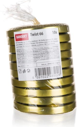 Viečka na zaváranie Twist 66 mm zlatá (10 ks)