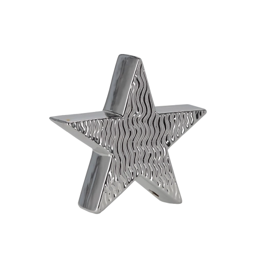 Vianočná dekoratívna figúrka hviezda strieborná 16,2 × 4,4 × 15,3 cm - 1 kus