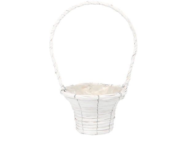 Biely prútený košík ako obal na kvetináč 20 × 41 cm