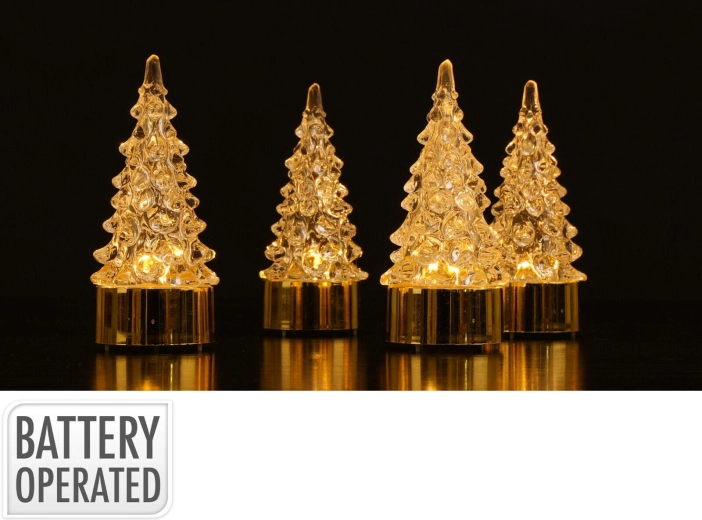 LED vianočná dekorácia stromček 9 cm, 4 kusy