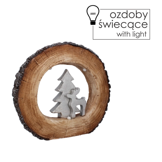 Vianočná LED figúrka – stromček a jeleň na kmienku 38 × 7 × 34 cm