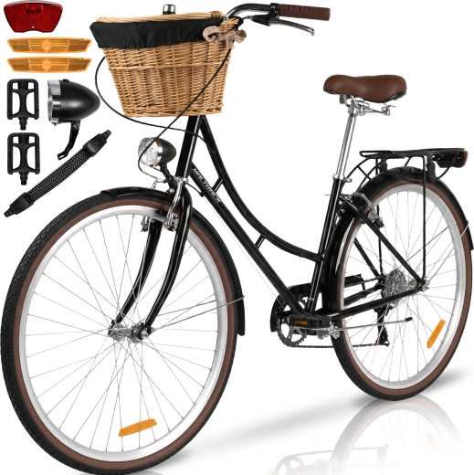 Dámsky mestský bicykel AVILO čierny s košíkom - 1 kus