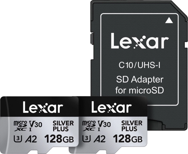 Súprava 2 pamäťových kariet LEXAR High-Performance Silver Plus microSDXC 128 GB + adaptér
