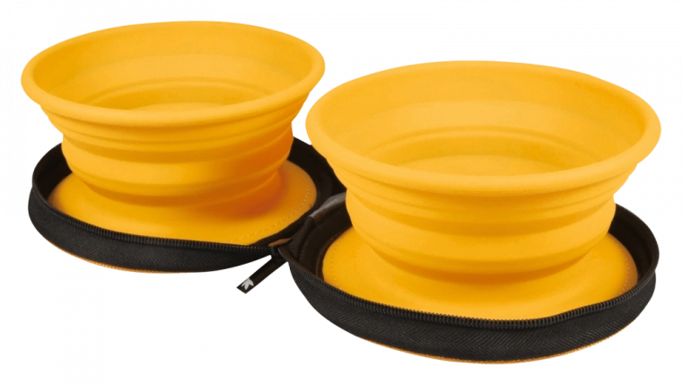 Cestovná dvojitá miska pre psy a mačky KiwiWalker, oranžová, 2 ks