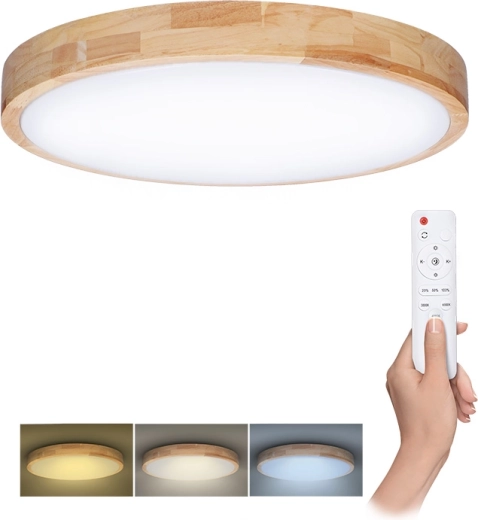 Solight LED stropné a nástenné svietidlo s diaľkovým ovládačom Solid Oak 60 W, 51 cm, stmievateľné, CCT 3000–6500 K