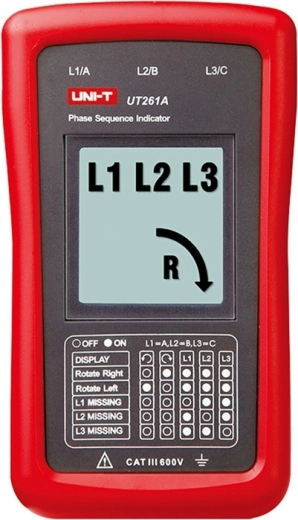 Uni-T UT261A tester poradia fáz a smeru otáčania motora