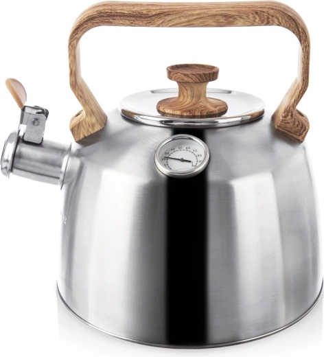 Oceľová kanvica s píšťalkou a teplomerom 3,2 l