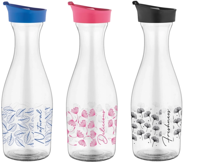 Sklenená karafa Odesa 1 l s viečkom, dekorovaná