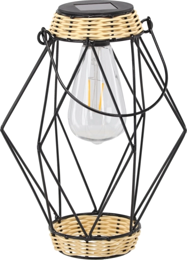 Solárny kovový lampáš čierny 22 cm s LED