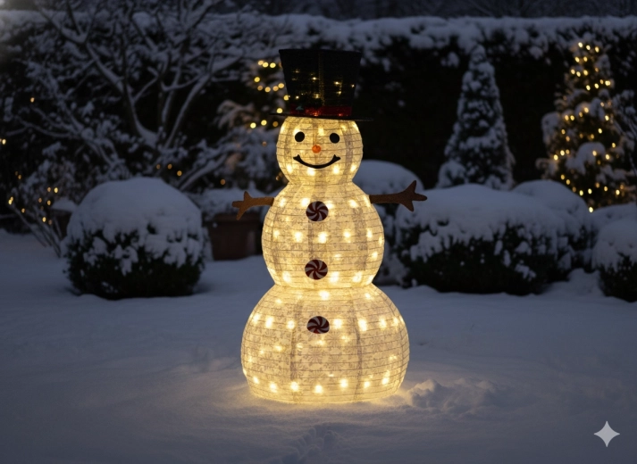 Vianočný LED snehuliak 1,5 m, 120 LED, teplá biela, interiér/exteriér