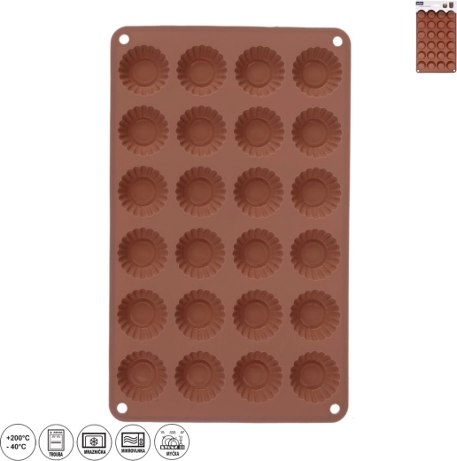 Silikónová forma na mini košíčky 24 ks hnedá