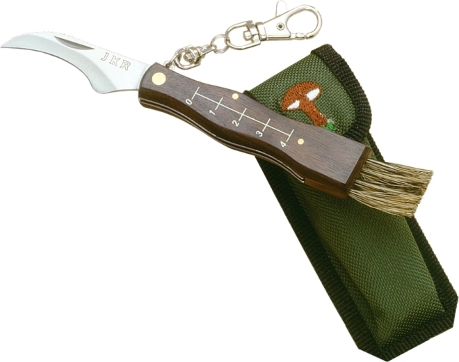 JOKER hubársky zatvárací nôž 5,5 cm s drevenou rukoväťou a nylonovým púzdrom