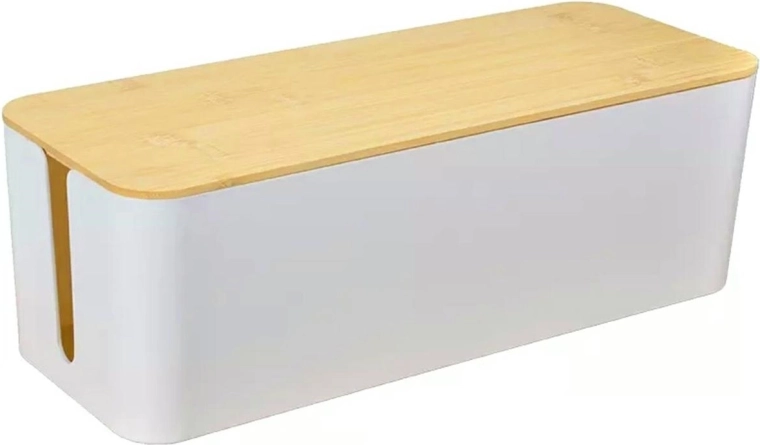 Organizér na káble s bielym a hnedým dizajnom