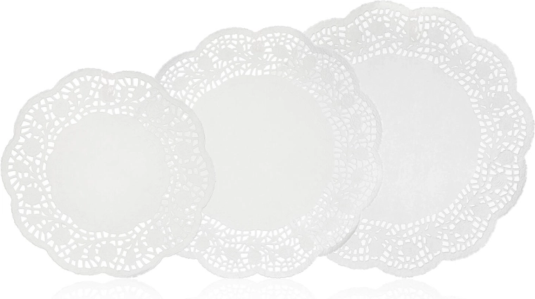 Papierové čipkované podložky pod torty CULINARIA – kruhové, mix priemerov 21,5/26,5/30 cm, 18 ks