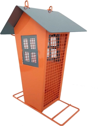 Vtáčie kŕmidlo domček z kovu
