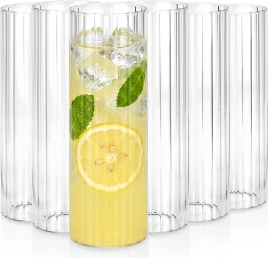 Poháre Vilde 560 ml, 6 ks, vysoké rebrované