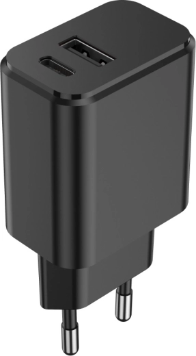 Setty sieťová nabíjačka 20 W s USB‑C PD a USB‑A QC, čierna